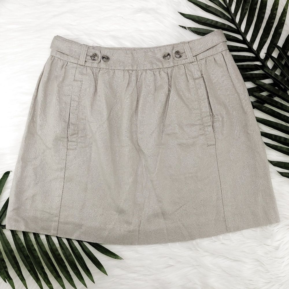 Anthro ETT TWA Taupe Silver Shimmer Skirt-Pockets!